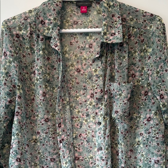 Vince Camuto Green Floral Blouse - Picture 1 of 4